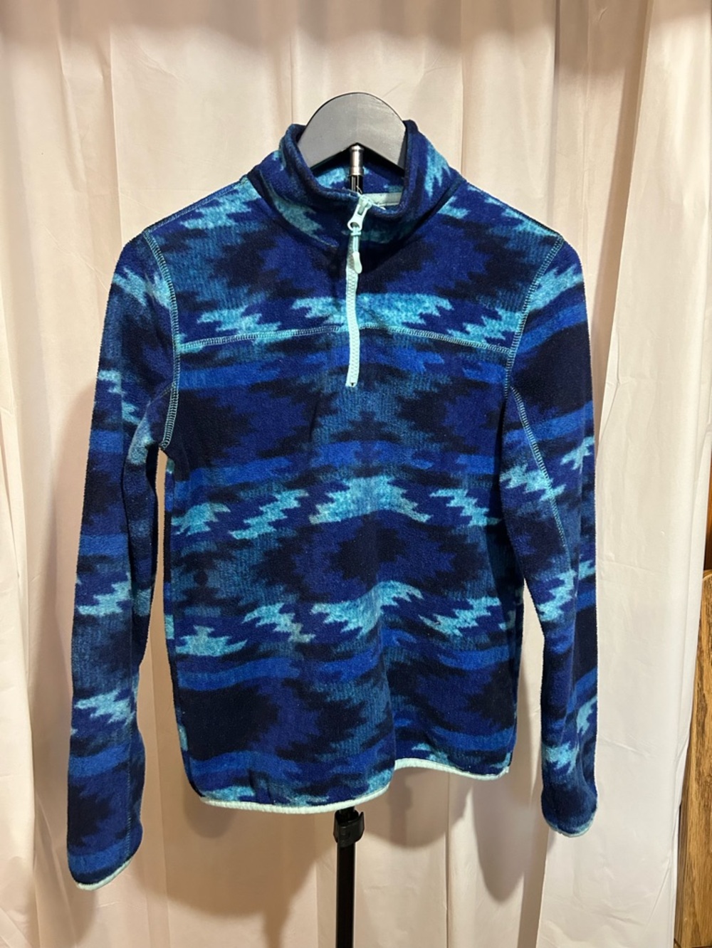 Aeropostale Blue Patterned Quarter-Zip Mock Neck Fleece
